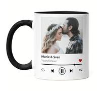 Kiddle-Design Song Cover Mug Noire Photo Playlist Image musicale Cadeau personnalisé avec photo dans le design de la pochette de musique Spotify Cadeaux photo pour elle & lui
