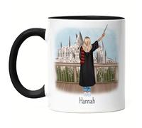 Kiddle-Design Sorcier Tasse Noire Personnalisée Sorcière Magique Fantasy Fan Idée cadeau avec nom à personnaliser Diplôme Baccalauréat Femme