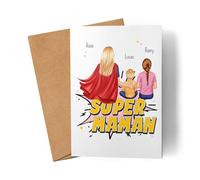 Kiddle-Design Super Maman Carte personnalisée Fête des Mères Carte d'Anniversaire Maman Mère Anniversaire avec Bébé Fils Fille