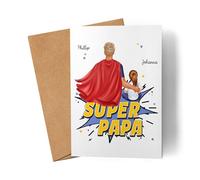 Kiddle-Design Super Papa Carte personnalisée Fête des Pères Carte d'anniversaire de papa père anniversaire avec fils fille bébé