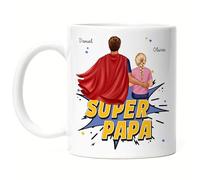 Kiddle-Design Super Papa Mug personnalisé pour la fête des pères Cadeau pour l'anniversaire de papa avec fils fille enfant