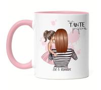 Kiddle-Design Tante Enfant Tasse Rose Personnalisée Nom et Coiffure Tante Nièce Cadeau Tasse à Café pour Tante Marraine