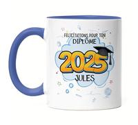 Kiddle-Design Tasse Bleue de graduation personnalisée | Cadeau examen de fin d'études Noms Année | Félicitations Diplôme d'études Bachelor Master