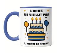 Kiddle-Design Tasse de gamer, personnalisable, cadeau d'anniversaire, pour les joueurs de joueurs, les nerds joueurs, pour hommes, un joueur ne vieillit pas, bleu