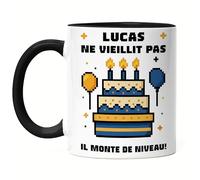 Kiddle-Design Tasse de gamer, personnalisable, cadeau d'anniversaire, pour les joueurs de joueurs, les nerds joueurs, pour hommes, un joueur ne vieillit pas, noire
