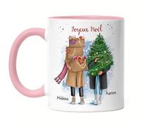 Kiddle-Design Tasse de Noël Rose Personnalisée Tasse Bff Idée Cadeau Meilleure Amie Personnalisée Tasses d'Amitié Petite amie Noël Saint-Nicolas Soulmate