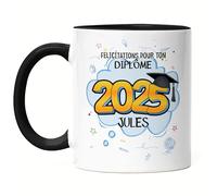 Kiddle-Design Tasse Noire de graduation personnalisée | Cadeau examen de fin d'études Noms Année | Félicitations Diplôme d'études Bachelor Master