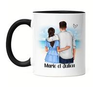 Kiddle-Design Tasse Noire Personnalisée Saint-Valentin Noms pour Elle Anniversaire Cadeau Couple Ami Mug Couple Individuel