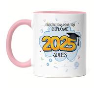 Kiddle-Design Tasse Rose de graduation personnalisée | Cadeau examen de fin d'études Noms Année | Félicitations Diplôme d'études Bachelor Master