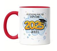 Kiddle-Design Tasse Rouge de graduation personnalisée | Cadeau examen de fin d'études Noms Année | Félicitations Diplôme d'études Bachelor Master
