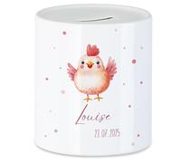 Kiddle-Design Tirelire pour enfant avec nom personnalisé, motif animal poule cadeau pour fille et garçon anniversaire, Noël, naissance et baptême - Tirelire cochon cadeau d'argent et réalisateur de