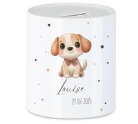 Kiddle-Design Tirelire pour enfants avec nom personnalisé, motif animal chien cadeau pour fille et garçon anniversaire, Noël, naissance et baptême - Tirelire cadeau d'argent et exauceur de souhaits