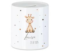Kiddle-Design Tirelire pour enfants avec nom personnalisé, motif animal girafe cadeau pour fille & garçon anniversaire, Noël, naissance et baptême - Cochon tirelire cadeau d'argent et exauçant les