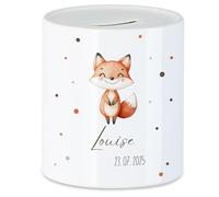 Kiddle-Design Tirelire pour enfants avec nom personnalisé, motif animal renard, cadeau pour fille et garçon, anniversaire, Noël, naissance et baptême - Tirelire cadeau d'argent et réalisateur de