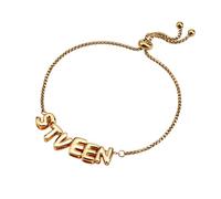 Kiddo Sky Bracelet Personnalisé avec Lettres à Bulles 3D Plaqué Or 18 Carats avec Nom Initial pour Femme Réglable Tendance Gros Bracelet à Breloques Bijoux Cadeaux D'anniversaire pour Maman (Or)