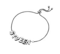 Kiddo Sky Bracelet Personnalisé avec Lettres à Bulles 3D Plaqué Or 18 Carats avec Nom Initial pour Femme Réglable Tendance Gros Bracelet à Breloques Bijoux Cadeaux D'anniversaire pour Maman (Argent)