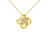 Kiddo Sky Collier Éternel Personnalisé pour Elle, Gravé Jusqu'à 4 Noms, Collier Nœud D'amour en Argent Sterling 925 avec Oxyde de Zirconium, Cadeau de Fête des Mères pour Maman (Or)