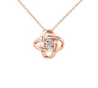 Kiddo Sky Collier Éternel Personnalisé pour Elle, Gravé Jusqu'à 4 Noms, Collier Nœud D'amour en Argent Sterling 925 avec Oxyde de Zirconium, Cadeau de Fête des Mères pour Maman (Or rose)
