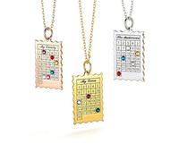 Kiddo Sky Collier Familial Gravé, Collier Prénom avec Pierre de Naissance et Calendrier, Pendentif Plaqué Or 18 Carats, Bijoux Personnalisés pour Femme, Cadeaux pour Maman Grand-mère Fête des Mères