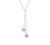 Kiddo Sky Collier Urne Personnalisé Double Larme pour Cendres avec 2 Noms Bijoux de Crémation en Acier Inoxydable pour Femmes Cadeaux Commémoratifs pour la Perte de Chien (Argent)