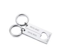 Kiddo Sky Lot de 2 Porte-clés Personnalisés pour Couple, Porte-clés Puzzle en Forme de Cœur, Porte-clés Assorti, Cadeaux pour Petit Ami Petite Amie (Argent, Texte)
