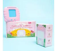 KiddoSpace Cartes Flash Parlantes - Audio Éducatives pour Enfants à partir de 3 Ans - 224 Cartes Interactives pour l'Apprentissage - Jouets Montessori - Orthophonie pour l'Autisme (Rose)