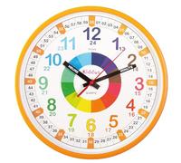 Kiddus Horloge Murale Éducative pour Enfants, Garçon, Fille. Diamètre 30 cm.Time Teacher Analogique avec Exercices. Mécanisme en Quartz Silencieux. XL Light Orange FRANÇAIS