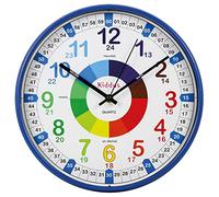 Kiddus Horloge Murale Éducative pour Enfants, Garçon, Fille. Diamètre 30 cm.Time Teacher Analogique avec Exercices. Mécanisme en Quartz Silencieux. Français XL Rose