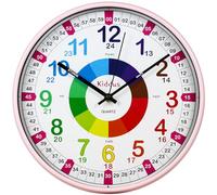 Kiddus Horloge Murale Éducative pour Enfants, Garçon, Fille. Diamètre 30 cm.Time Teacher Analogique avec Exercices. Mécanisme en Quartz Silencieux.