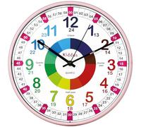 Kiddus Horloge Murale Éducative pour Enfants, Garçon, Fille. Diamètre 30 cm.Time Teacher Analogique avec Exercices. Mécanisme en Quartz Silencieux