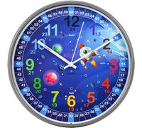Kiddus Horloge Murale Enfant pour Apprendre l'Heure, Horloge Apprentissage 30cm avec Aiguilles Inscrites Heure et Minute, Décoration Chambre Fille et Garçon, Silencieuse, Pédagogique Chiffres Colorés