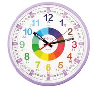 Kiddus Horloge Murale Enfant pour Apprendre l'Heure, Horloge Apprentissage 30cm avec Aiguilles Inscrites Heure et Minute, Décoration Chambre Fille et Garçon, Silencieuse, Pédagogique Chiffres Colorés