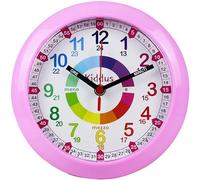 Kiddus Horloge Murale Enfant pour Apprendre l'Heure, Horloge Apprentissage Grande 30cm avec Aiguilles Inscrites Heure et Minute, Décoration Chambre Fille et Garçon, Silencieuse, Chiffres Colorés