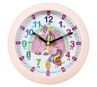 Kiddus Horloge Murale Enfant pour Apprendre l'Heure, Horloge Apprentissage Grande 30cm avec Aiguilles Inscrites Heure et Minute, Décoration Chambre Fille et Garçon, Silencieuse, Chiffres Colorés