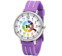 Kiddus Montre Bracelet Éducative pour Enfants, Fille, garçon. Time Teacher Analogique avec Exercices. Facile d’Apprendre à Lire l’Heure. Conçu à Barcelona. Italiano. Viola