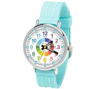 Kiddus Montre Bracelet Éducative pour Enfants, Fille, garçon. Time Teacher Analogique avec Exercices. Facile d’Apprendre à Lire l’Heure. Conçu à Barcelona. English Turquoise