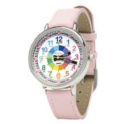 Kiddus Montre Bracelet Éducative pour Enfants, Fille, garçon. Time Teacher Analogique avec Exercices. Facile d’Apprendre à Lire l’Heure. Conçu à Barcelona. Italiano. Pelle PU Rosa