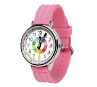 Kiddus Montre Bracelet Éducative pour Enfants, garçon. Time Teacher Analogique avec Exercices. Mécanisme en Quartz Japonais. Facile d’Apprendre à Lire l’Heure Pink NL KI10325