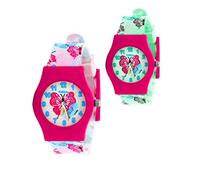 Kiddus Montre Educative d’Haute Qualité pour Fille et garçon. Analogique, Bracelet, avec Exercices Time Teacher pour Apprendre à Lire l’Heure. Fluorescente, Papillon