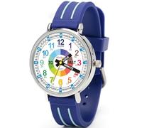 Kiddus Montre Enfant Éducative Analogique, Fille et Garçon Dès 5 Ans | Bleu, 3ATM uniquement éclaboussures, aiguilles classiques et grands chiffres lisibles