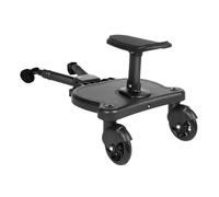 Kiddy Board Marchepied avec siège, accessoire universel, pour poussette, design à deux roues, compatible avec toutes les poussettes (noir)