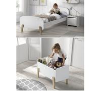 KIDDY Chambre enfant complète style scandinave en bois pin massif et MDF laqué blanc - l 90 x L 200 cm