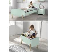 KIDDY Chambre enfant complète style scandinave en bois pin massif et MDF laqué vert menthe - l 90 x L 200 cm