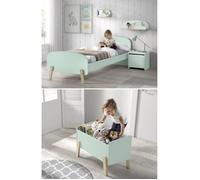 KIDDY Chambre enfant complète style scandinave en bois pin massif et MDF laqué vert menthe - l 90 x L 200 cm
