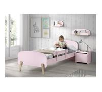 KIDDY Chambre enfant complète style scandinave en bois pin massif et MDF laqué vieux rose - l 90 x L 200 cm