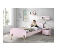 KIDDY Chambre enfant complète style scandinave en bois pin massif et MDF laqué vieux rose - l 90 x L 200 cm