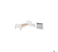 Pack - Lit Enfant, Chevet & Commode "Kiddy" Blanc