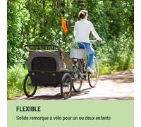 KLARFIT Kiddy King - Remorque de vélo pour enfants Jogger-Buggy - 2 places - Charge 40 kg max. - Noir & Vert