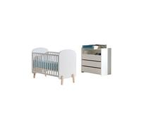 Pack - Lit Bébé 60x120cm, Commode & Plan à Langer "Kiddy" Blanc