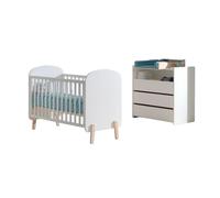 Vipack Kiddy Lit Bb 60x120cm Blanc + Commode + Plan Langer